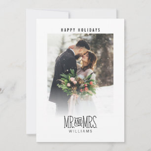 Mr. & Mrs. Newlywed Hand-Lettered Photo Holiday