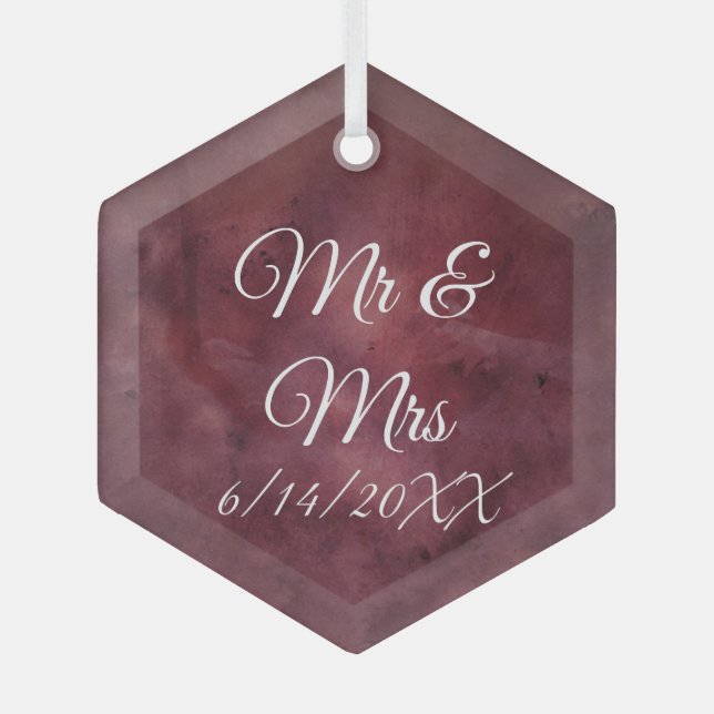Mr & Mrs Newlywed or Wedding Gifts Glass Tree Decoration (Front)