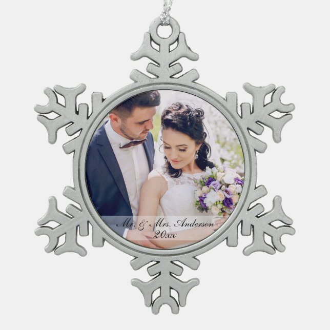 Mr. & Mrs. Newlywed Wedding Photo Ornament MS (Front)