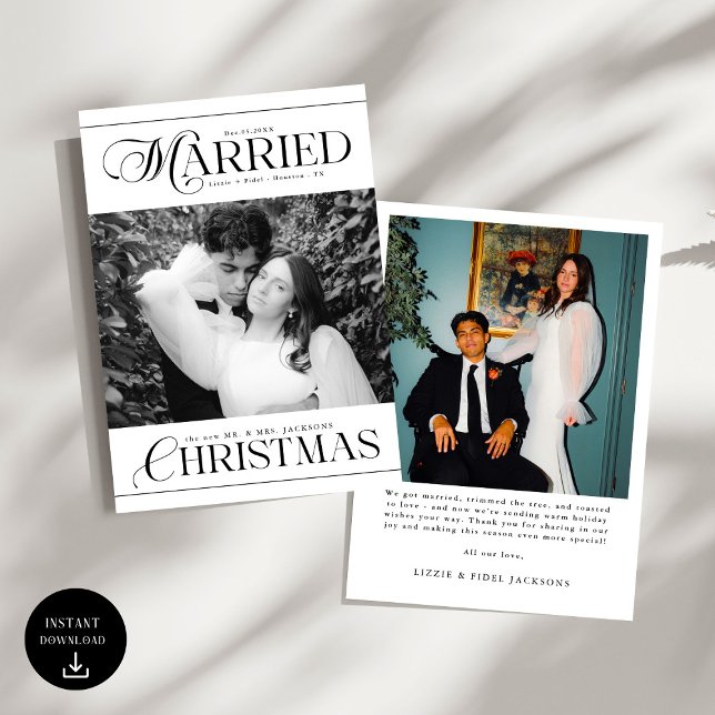 Mr & Mrs Newlyweds Photo First Married Christmas Holiday Card (Creator Uploaded)