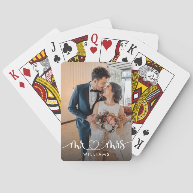 Mr & Mrs Newlyweds Photo Playing Cards (Back)