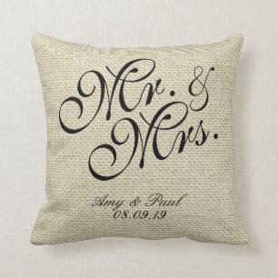 Mr.&Mrs.Personalised Linen Cushion