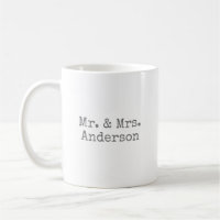 Mr. & Mrs. Personalised Minimalist Grey Coffee Mug