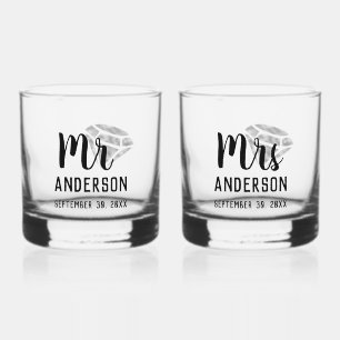 Mr & Mrs Personalised Stemless Whisky Glass Set