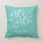 Mr.&Mrs.Personalised Teal Cushion<br><div class="desc">for couple</div>