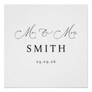Mr & Mrs Personalised Wedding Backdrop Banner Poster