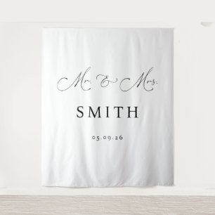 Mr & Mrs Personalised Wedding Backdrop Banner Tapestry