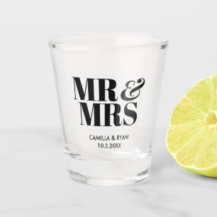 Mr & Mrs Personalised Wedding Favour Shot Glasses