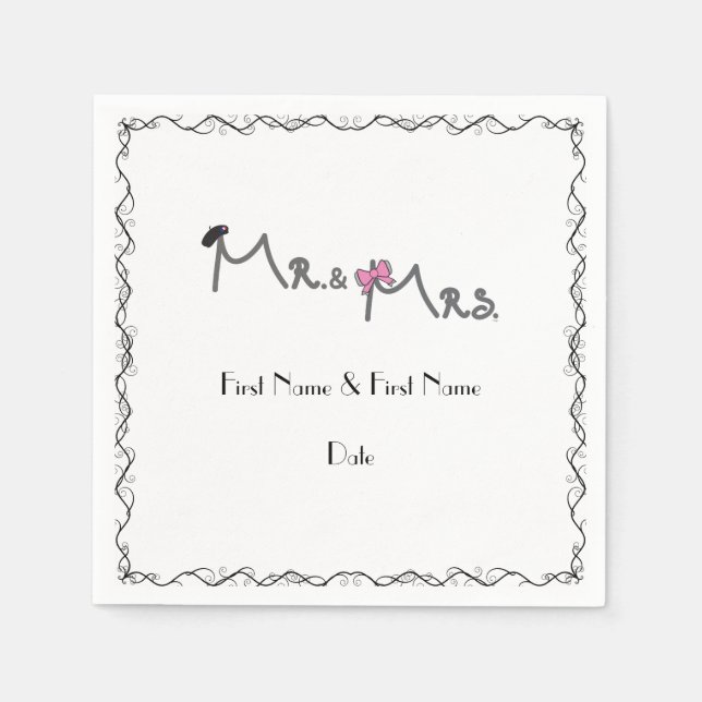 Mr. & Mrs. Personalised Wedding Napkins (Front)