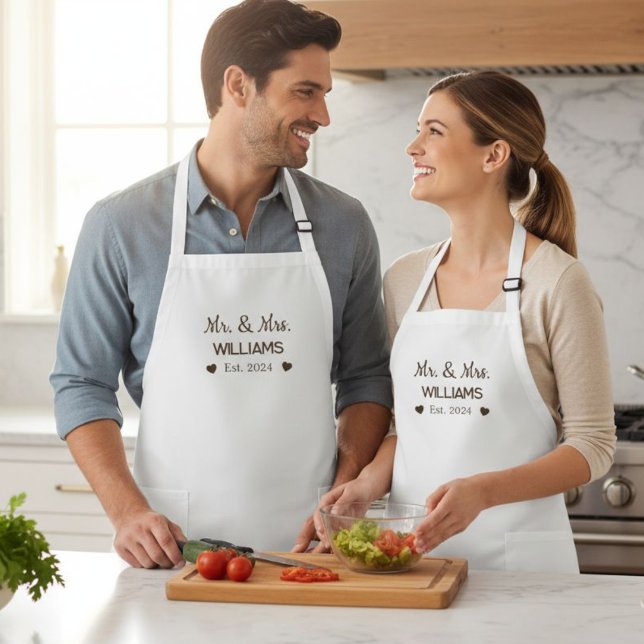 Mr. & Mrs. Personalized Couple Apron (Creator Uploaded)