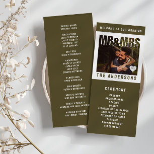 Mr & Mrs Photo Block Heart Wedding Programme