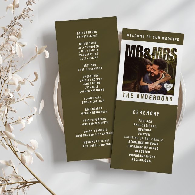 Mr & Mrs Photo Block Heart Wedding Programme (Mr & Mrs Photo Block Heart Wedding Program
)