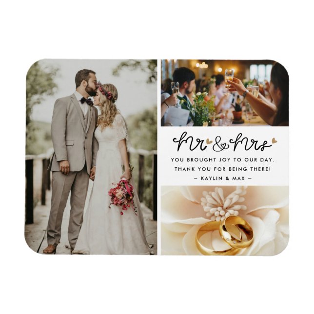 Mr Mrs Photo Collage Wedding Thank You  Magnet (Horizontal)