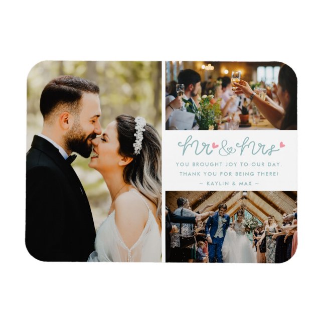 Mr Mrs Photo Collage Wedding Thank You  Magnet (Horizontal)