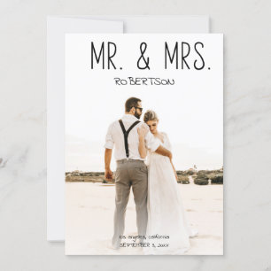 Mr & Mrs Photo Fun Typography optional Reception Invitation