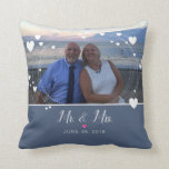 Mr & Mrs Photo Keepsake Wedding Cushion<br><div class="desc">Wedding throw pillow with Mr and Mrs and your wedding date. On the back personalised your name. Perfect wedding gift or wedding keepsake for the newlyweds.</div>