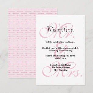 Mr. & Mrs. Pink Arrows - Reception Invitation
