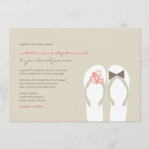 Mr & Mrs Pink Flip Flops Beach Wedding Invitation