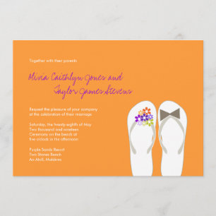 Mr & Mrs Purple Flip Flops Beach Wedding Invite