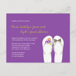 Mr & Mrs Purple Flip Flops Beach Wedding Invite