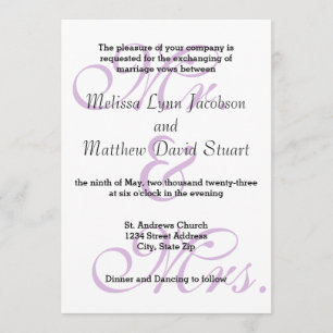 Mr. & Mrs. Purple - Wedding Invitation