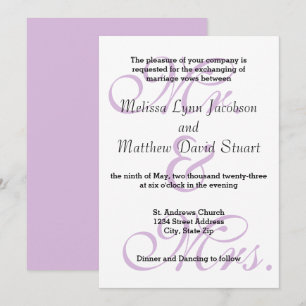 Mr. & Mrs. Purple - Wedding Invitation