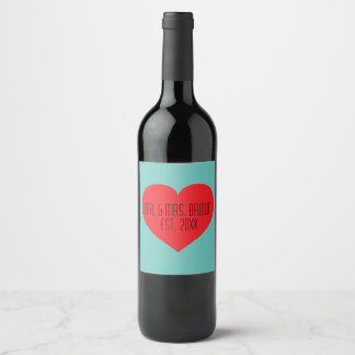 Mr. & Mrs. Red Heart Wine Label