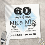 Mr Mrs Right Fun Diamond 60th Wedding Anniversary Napkin<br><div class="desc">Customise the names and dates to create a fun and unique gift to celebrate a special diamond wedding anniversary. Designed by Thisisnotme©</div>