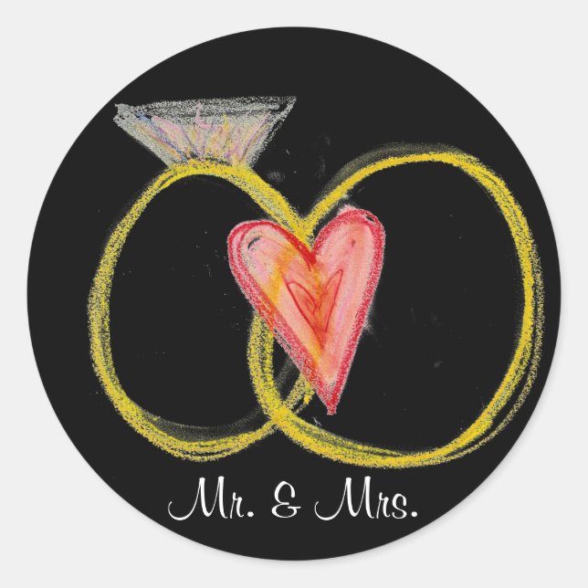 Mr. & Mrs. Rings Customisable Wedding Stickers (Front)
