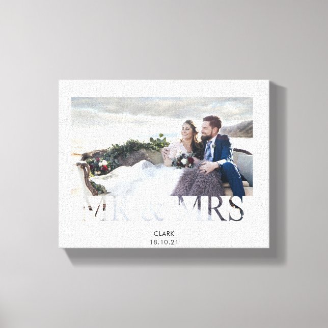 Mr & Mrs romantic love couple photo wedding Canvas Print (Front)