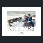 Mr & Mrs romantic love couple photo wedding Poster<br><div class="desc">this chic and minimalist Mr and Mrs poster features a personalized newly married couple with their custom name and wedding date. Great for a wedding reception,  party,  wedding souvenir or wedding gift!</div>