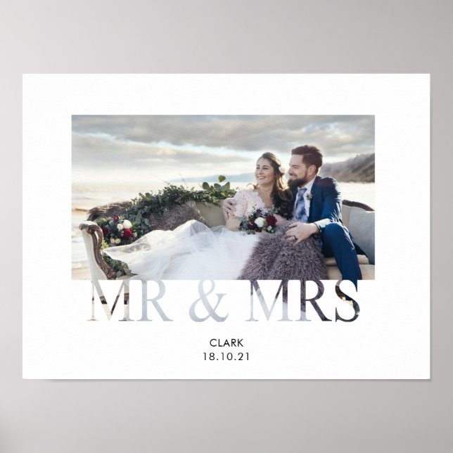Mr & Mrs romantic love couple photo wedding Poster (Front)
