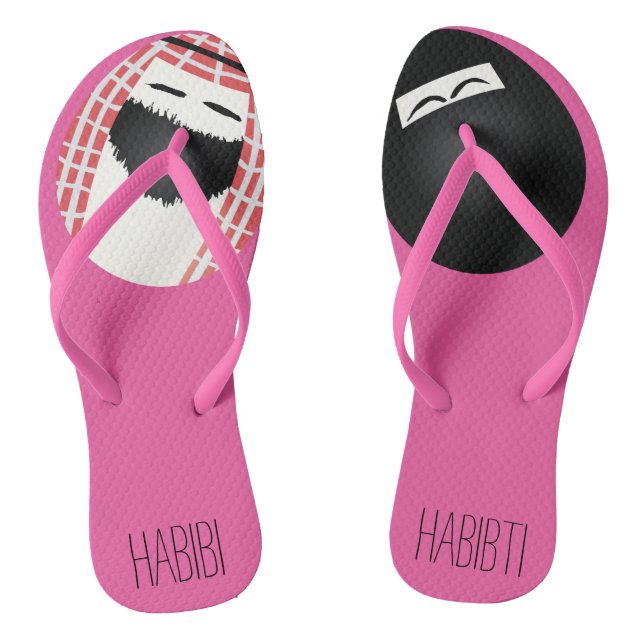 Mr. & Mrs Saudi Egg Habibi and Habibti Pink Flip Flops (Footbed)