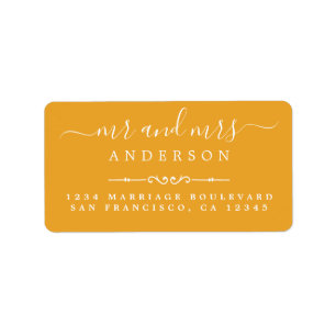 Mr Mrs Script Mellow Yellow Wedding Return Address Label