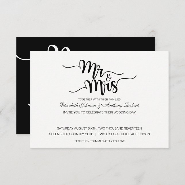 Mr. & Mrs. Script | Modern Wedding Invitations (Front/Back)