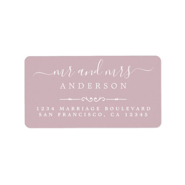 Mr Mrs Script Pastel Purple Wedding Return Address Label (Front)