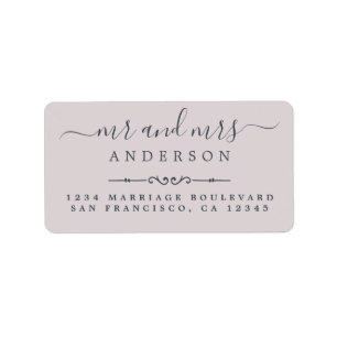 Mr Mrs Script Pastel Purple Wedding Return Address Label