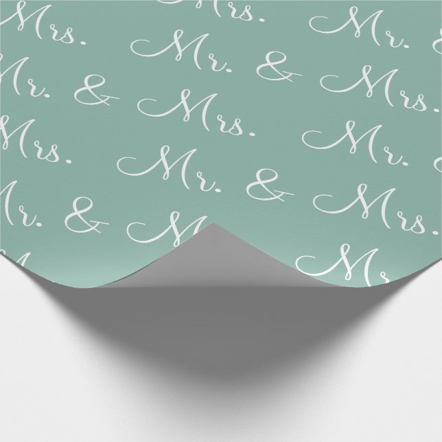 Mr. Mrs. Script Wedding Shower  Wrapping Paper (Corner)
