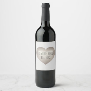 Mr. & Mrs. Silver Anniversary Heart Wine Label