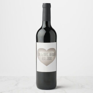 Mr. & Mrs. Silver Anniversary Heart Wine Label