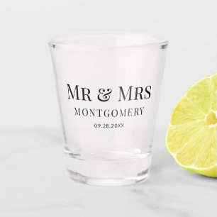 Mr & Mrs Simple Classic Elegant Wedding Shot Glass