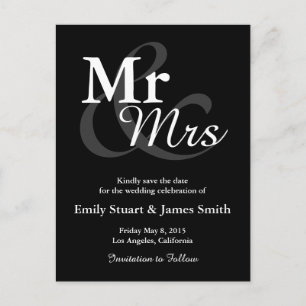 Mr&Mrs Simple Elegant Typography Save the Date Announcement Postcard