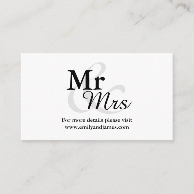 Mr&Mrs Simple Elegant Typography Wedding Details Enclosure Card (Front)