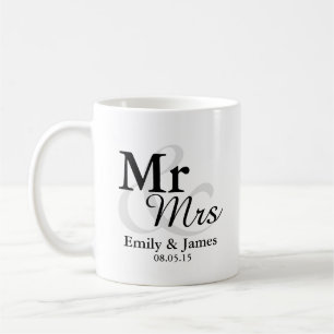 Mr&Mrs Simple Elegant Typography Wedding Favour Coffee Mug