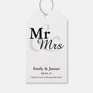 Mr&Mrs Simple Elegant Typography Wedding Favour Gift Tags