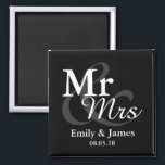 Mr&Mrs Simple Elegant Typography Wedding Favour Magnet<br><div class="desc">Simple Elegant Typography Black and white "Mr&Mrs" wedding favour.

Click on the customise it button to personalise the design by choosing the background colour you like and even add your own text.

Matching items are also available in store.</div>
