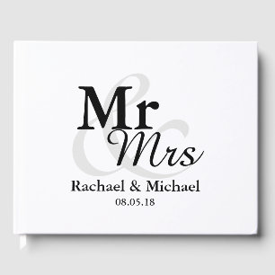 Mr&Mrs Simple Elegant Typography Wedding Guest Book