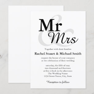 Mr &Mrs Simple Elegant Typography Wedding Invitation