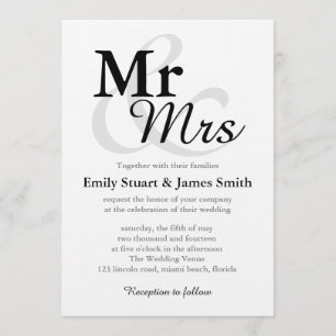 Mr &Mrs Simple Elegant Typography Wedding Invitation