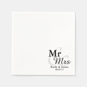 Mr&Mrs Simple Elegant Typography Wedding Napkin